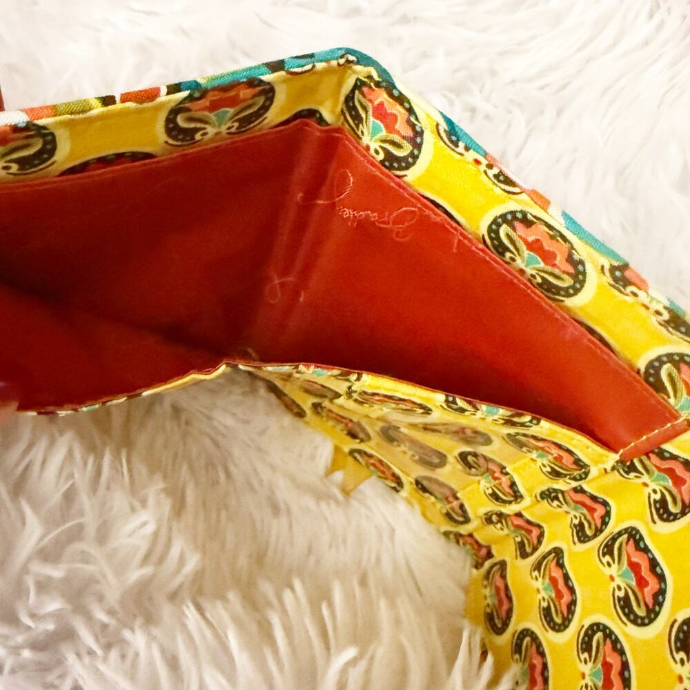 VERA BRADLEY | Provencal Euro Wallet Yellow Teal Red Multi Paisley Tri-fold - Picture 7 of 10